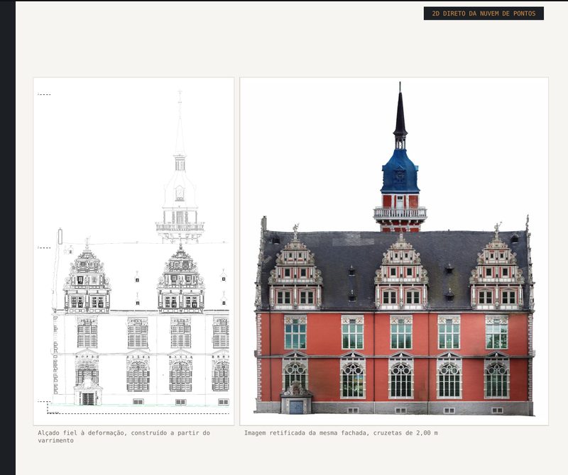 As-deformed elevation and rectified image of the Renaissance façade