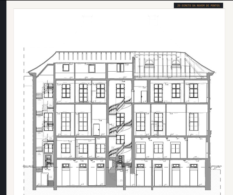 Longitudinal section of the residential building